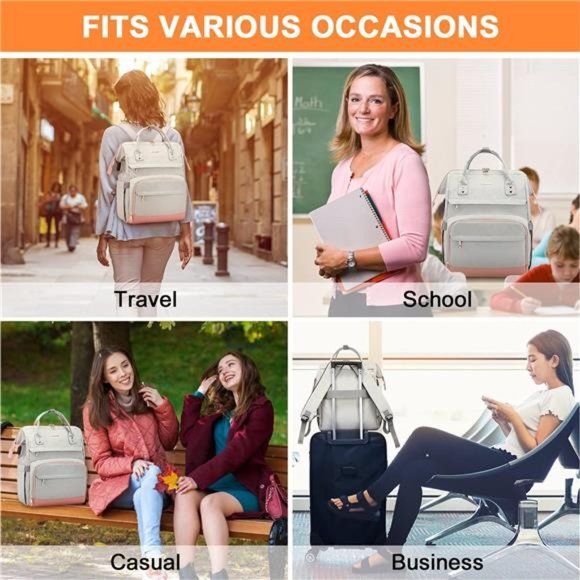Laptop Backpack for Women Fashion Travel Backpack Purse 15.6 Inch Large Capacity - Picture 6 of 7